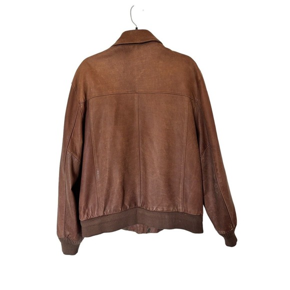 Vintage London Fog Brown Leather Bomber Aviator ZIPPER QUILTED LIN Jacket XL - Picture 2 of 12